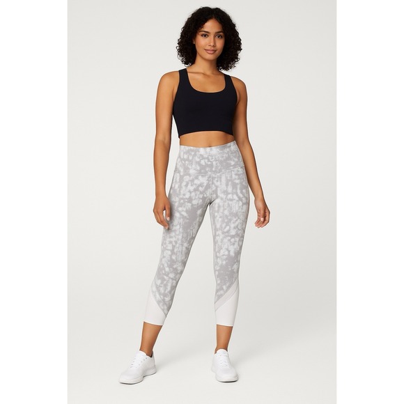 Lululemon Pants - Lululemon Wunder Under Crop Leggings‎ Sz 6 Gray White Print 23" Inseam